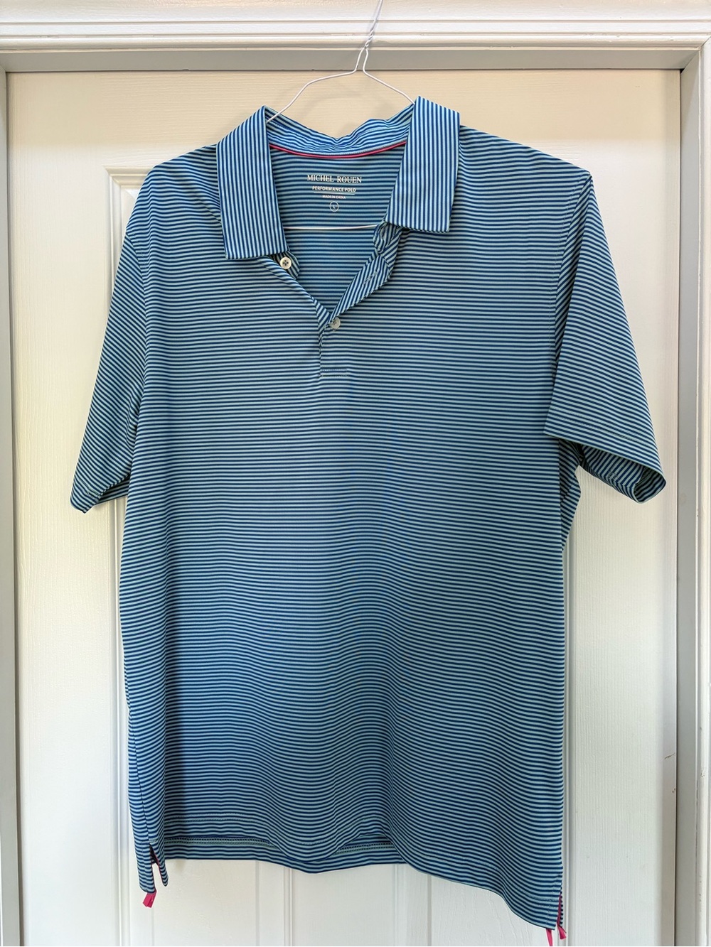 Men's Light Blue Micro-Stripe Polo Shirt